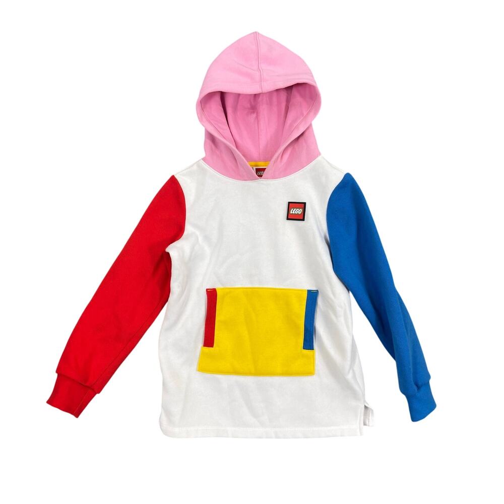 LEGO Kids Colorblock Hoodie Sweatshirt 5-6Y Y2K Primary Colors Logo